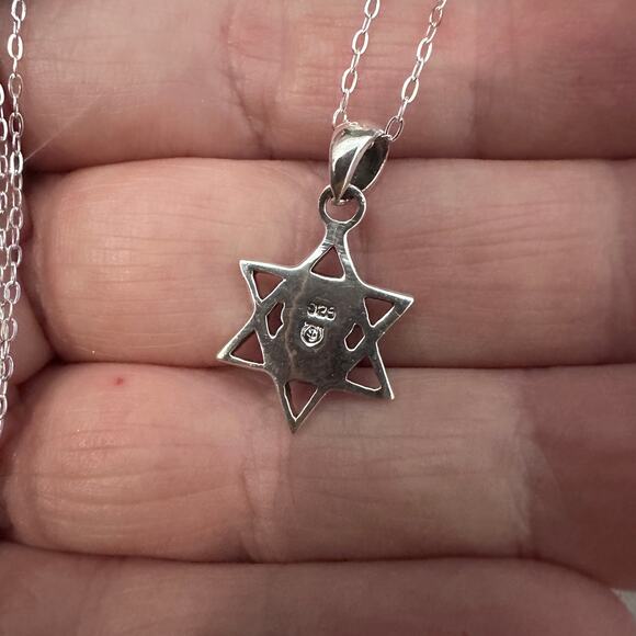 Sterling Silver Hoshen Star of David Multi-Colored CZ Necklace - Picture 5 of 5
